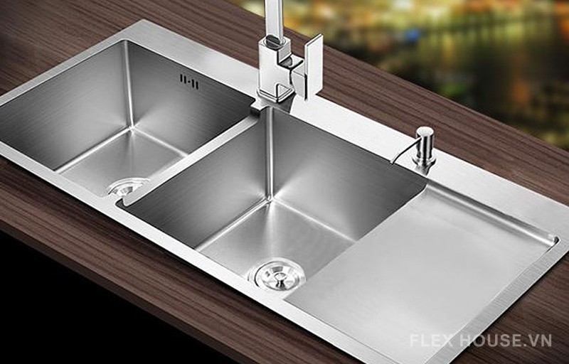 Chậu rửa chén inox 2 hố có bàn chờ KAFF KF-HM10048 5