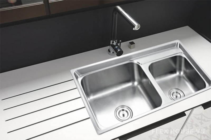 Chậu rửa chén inox âm 2 hố lệch KAFF KF-M8245GHR 5