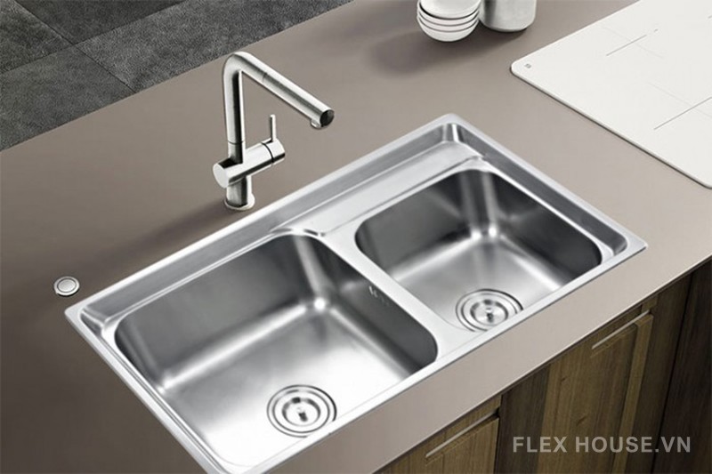 Chậu rửa chén inox âm 2 hố lệch KAFF KF-M8245GHR 7