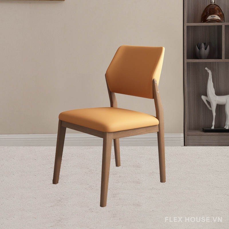 Ghế ăn bằng gỗ nguyên khối tựa lưng đơn giản kiểu Ý GH843A 5
