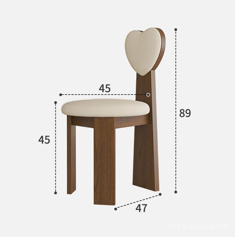 Ghế ăn gỗ nguyên khối lưng tựa hình trái tim GH8961A 10