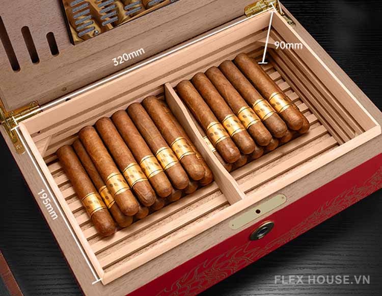 Hộp đựng cigar khóa vân tay họa tiết rồng đẹp mắt CGL846 10