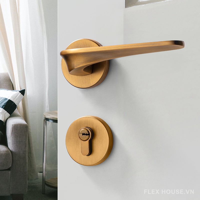 Khóa cửa tay gạt hợp kim decor phòng ngủ XC94 10
