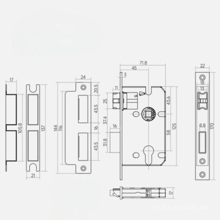 Khóa cửa tay gạt hợp kim kẽm kiểu Pháp sang trọng XC45 (1)