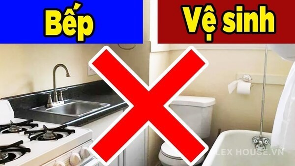 1 trong 7 kiêng kỹ phòng bếp phải nhớ rõ là bếp đối diện nhà vệ sinh