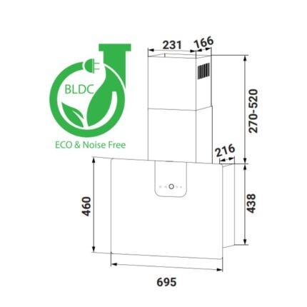 Máy hút mùi cao cấp cảm ứng siêu nhạy KAFF KF-VERTI 70WHI