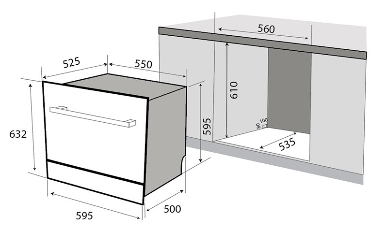 Máy rửa bát âm bán phần KAFF KF-BISMS8 Plus 9