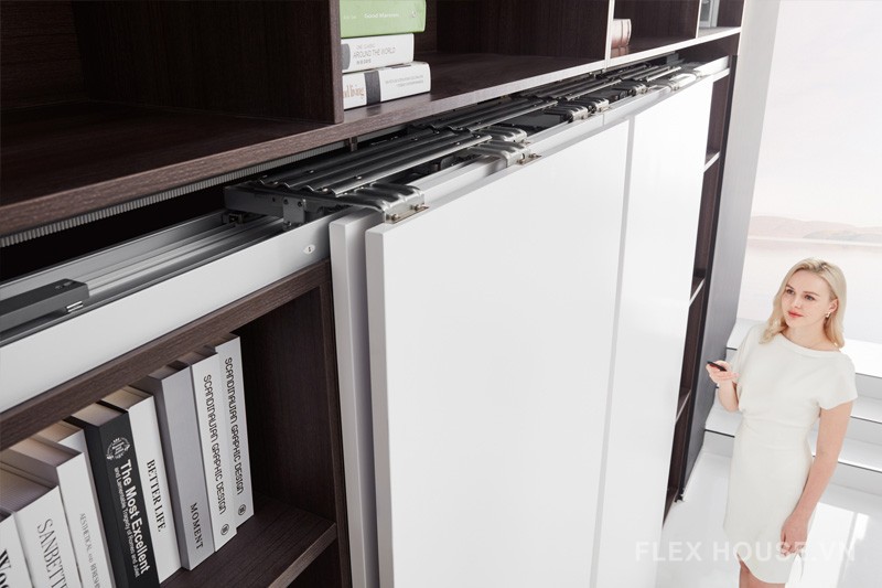 Bộ ray trượt cửa lùa rộng tủ 2450mm cánh phẳng 80kg Taura T803-2450 8