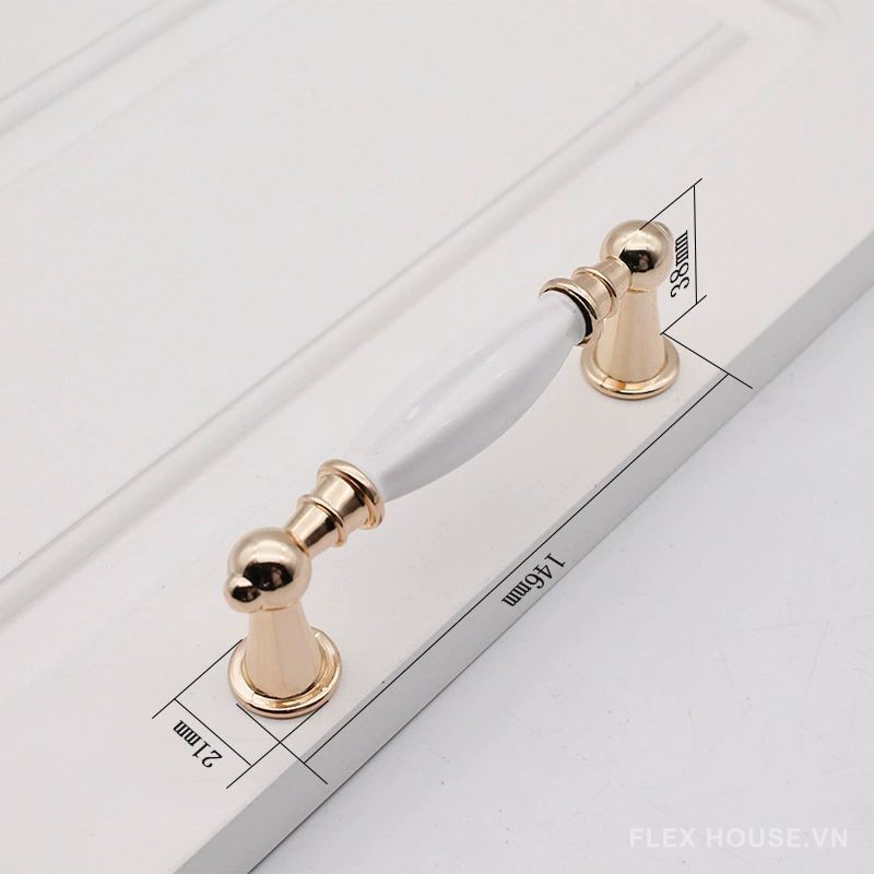 Tay nắm cửa tủ bắng sứ hợp kim kẽm kiểu Pháp XC7351 (2)