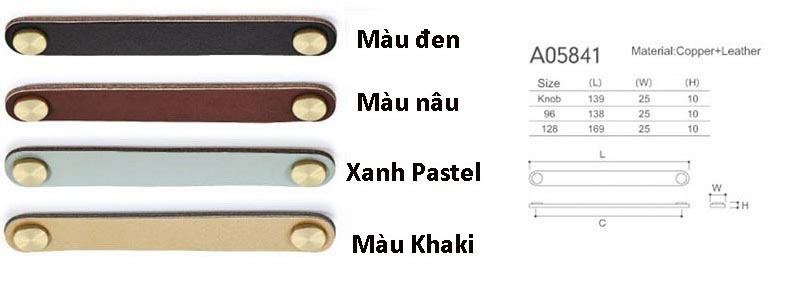 Tay nắm tủ da nút đồng cao cấp A05841 10