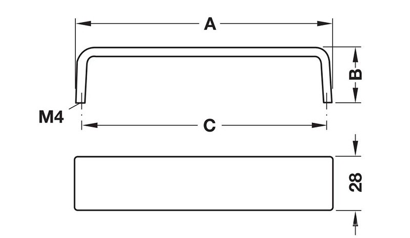 Tay nắm tủ hợp kim kẽm dáng U Hafele 101.13.90 7