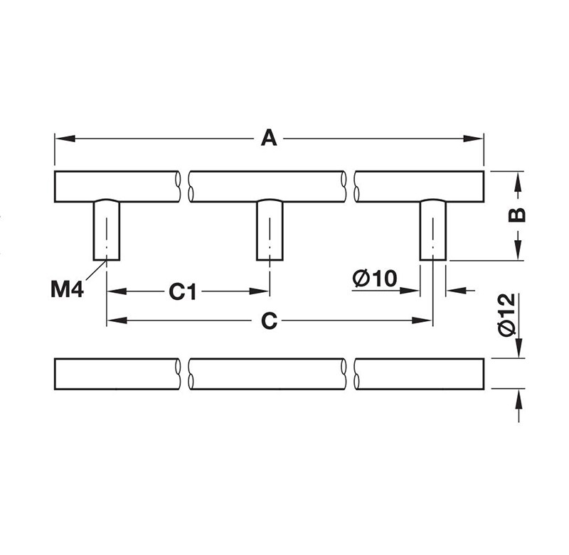 Tay nắm tủ nội thất Inox thanh tròn Hafele 101.20.019 6