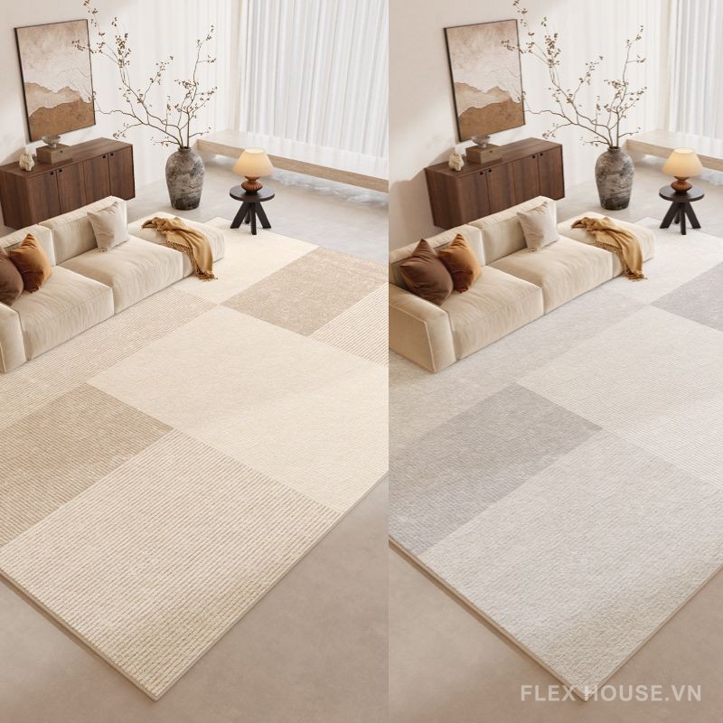 Thảm decor phòng khách hình ô vuông hiện đại TJT1124