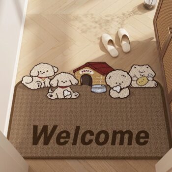 Thảm lót cửa ra vào hình Puppy Home dễ thương TJT8339