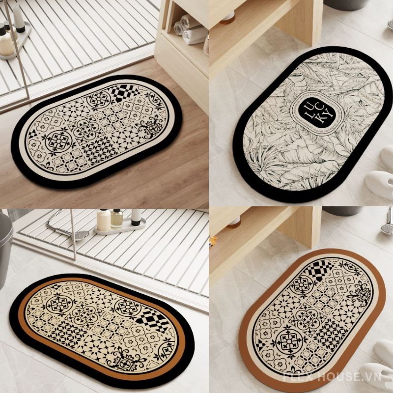 Thảm trải sàn nhà tắm hình oval chống trượt TJT7049