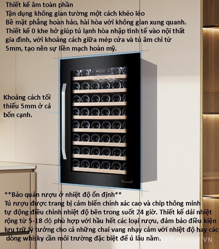 Tủ bảo quản rượu vang âm tủ 46 chai PRO130AWJ 12
