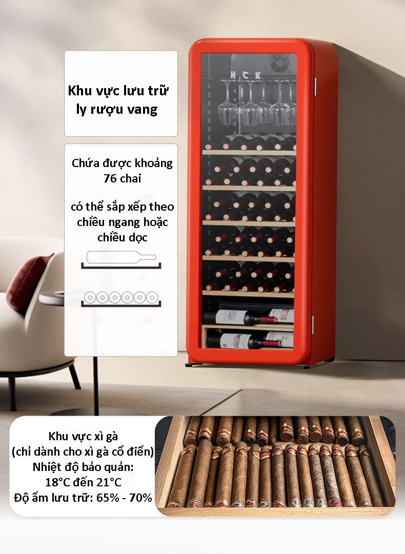 Tủ bảo quản rượu vang sang trọng dung tích 76 chai SC208R 14