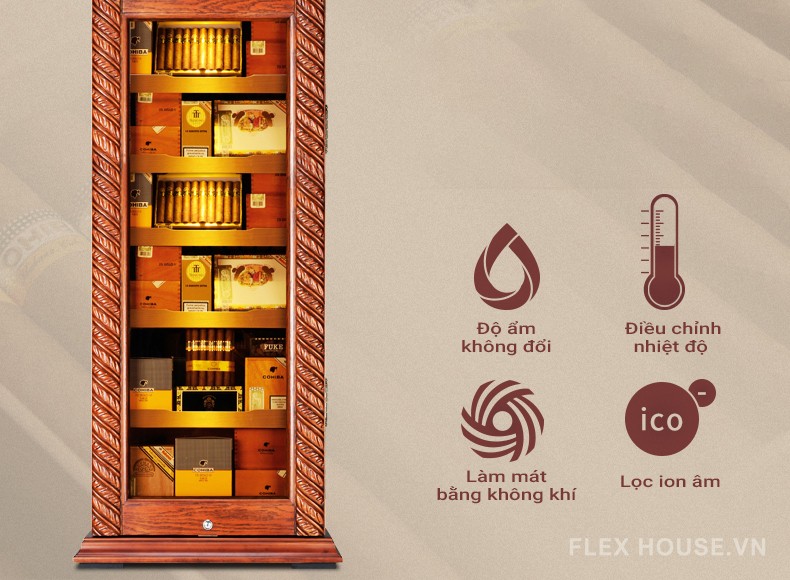 Tủ giữ ẩm cigar bằng gỗ tuyến tùng FK-370C 7