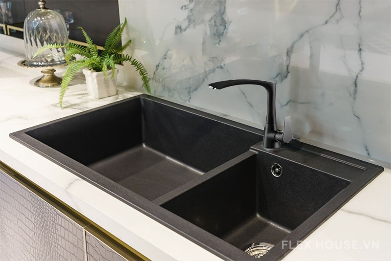 Vòi rửa đá KAFF nóng lạnh màu đen KF-C2 4