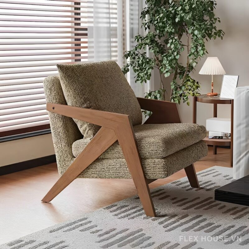 Armchair Richard gỗ sồi Bắc Mỹ bọc vải SAB119 4