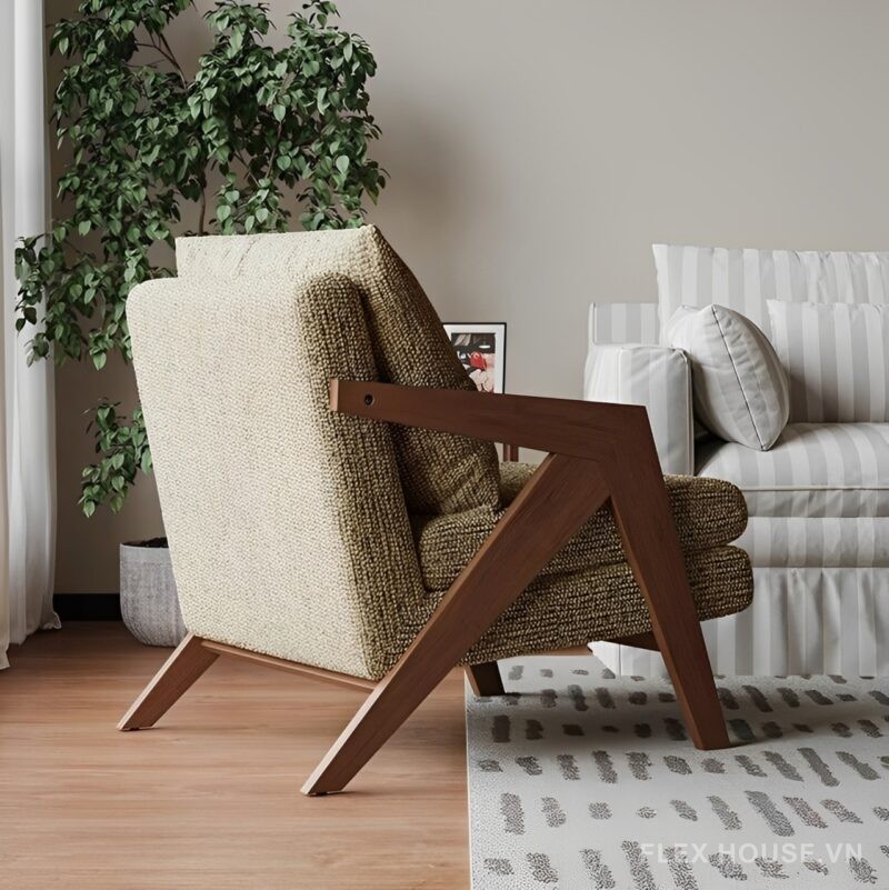 Armchair Richard gỗ sồi Bắc Mỹ bọc vải SAB119 2
