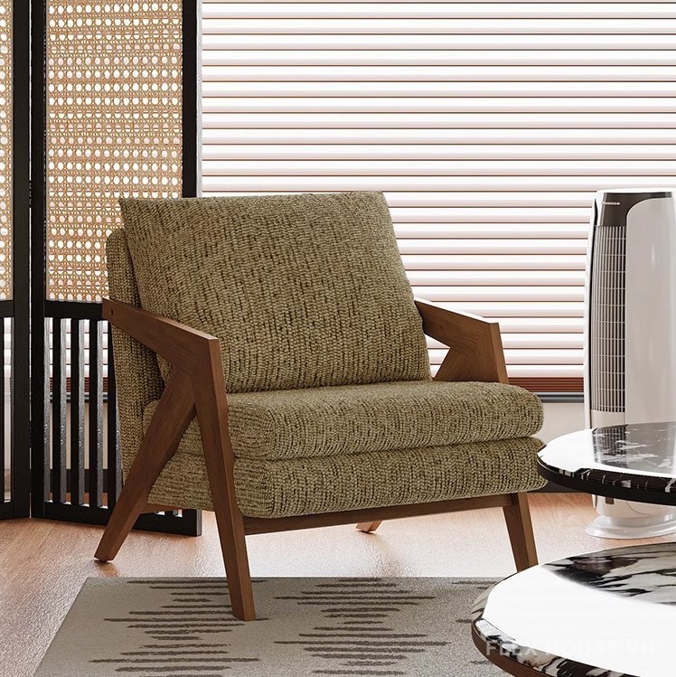 Armchair Richard gỗ sồi Bắc Mỹ bọc vải SAB119 12