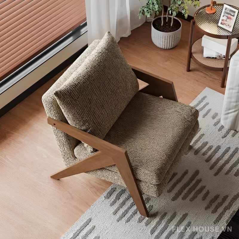 Armchair Richard gỗ sồi Bắc Mỹ bọc vải SAB119 3