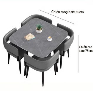 Bộ bàn ghế ăn gia đình vuông nhỏ gọn JIN010 6