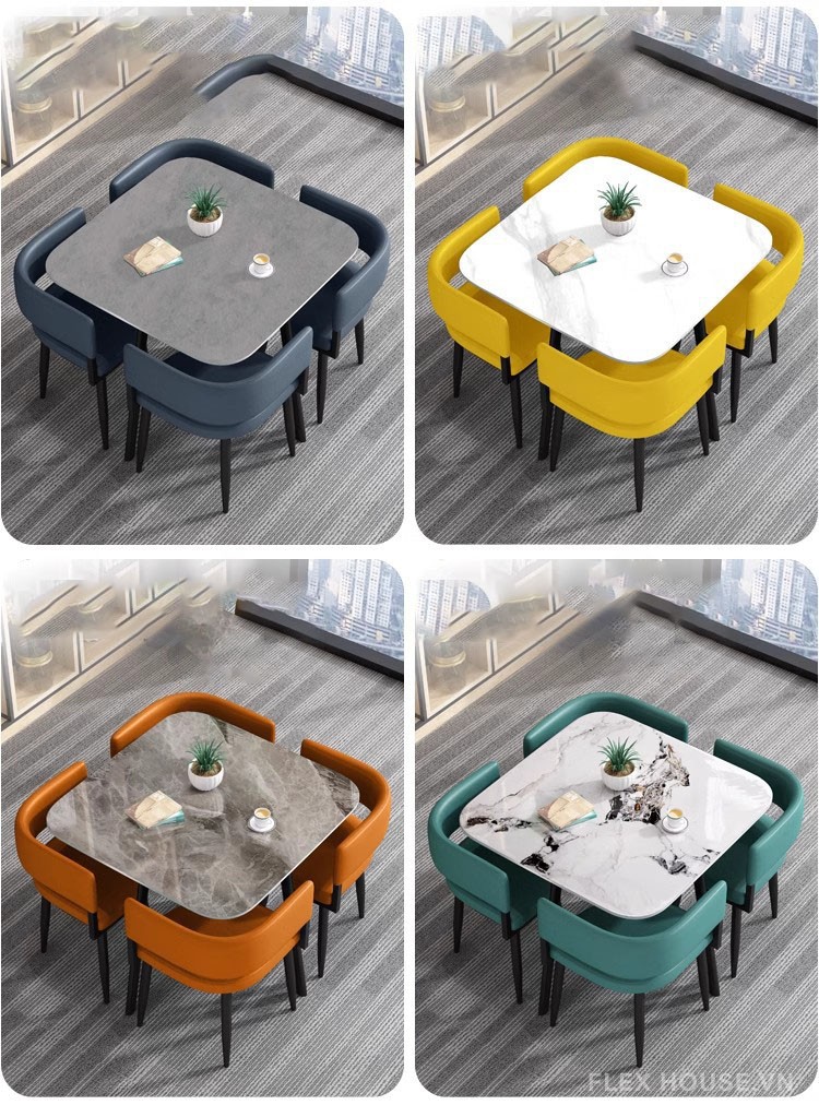 Bộ bàn ghế ăn gia đình vuông nhỏ gọn JIN010 9