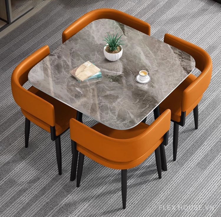 Bộ bàn ghế ăn gia đình vuông nhỏ gọn JIN010 5