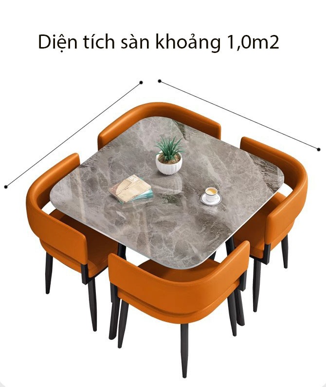 Bộ bàn ghế ăn gia đình vuông nhỏ gọn JIN010 8