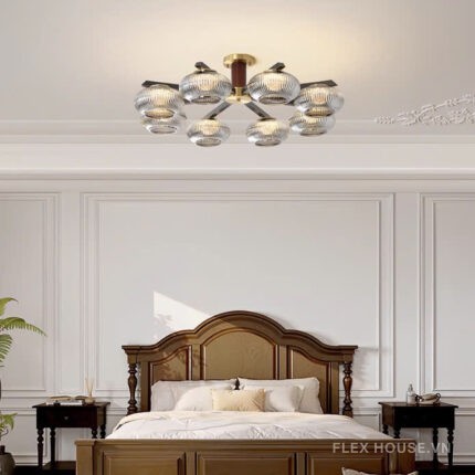 Đèn LED trần nhiều bóng thân đồng Ý cao cấp ZHM873-8