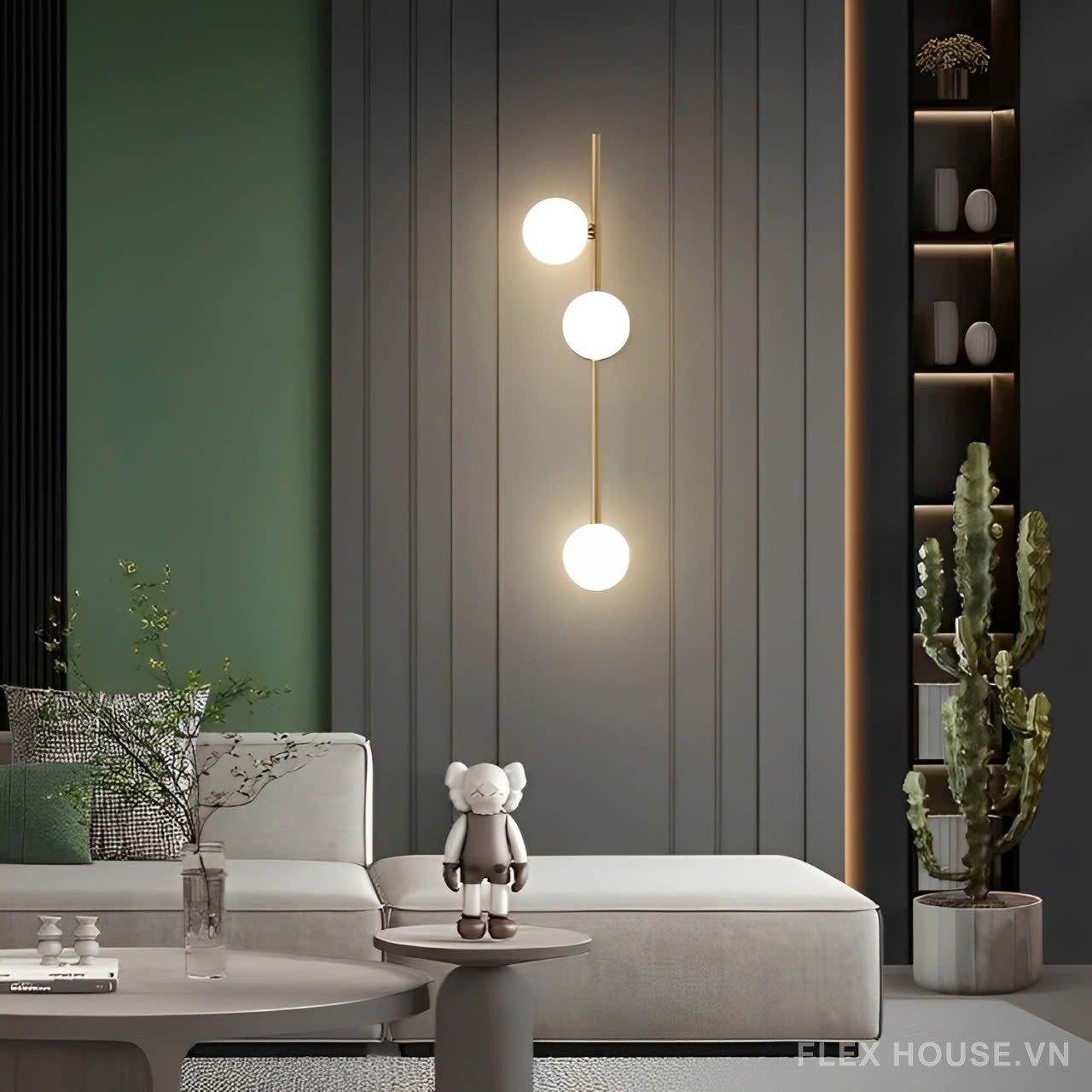 Đèn gắn tường bằng đồng dải dài hình hạt đậu kiểu Bắc Âu ZHM411 15