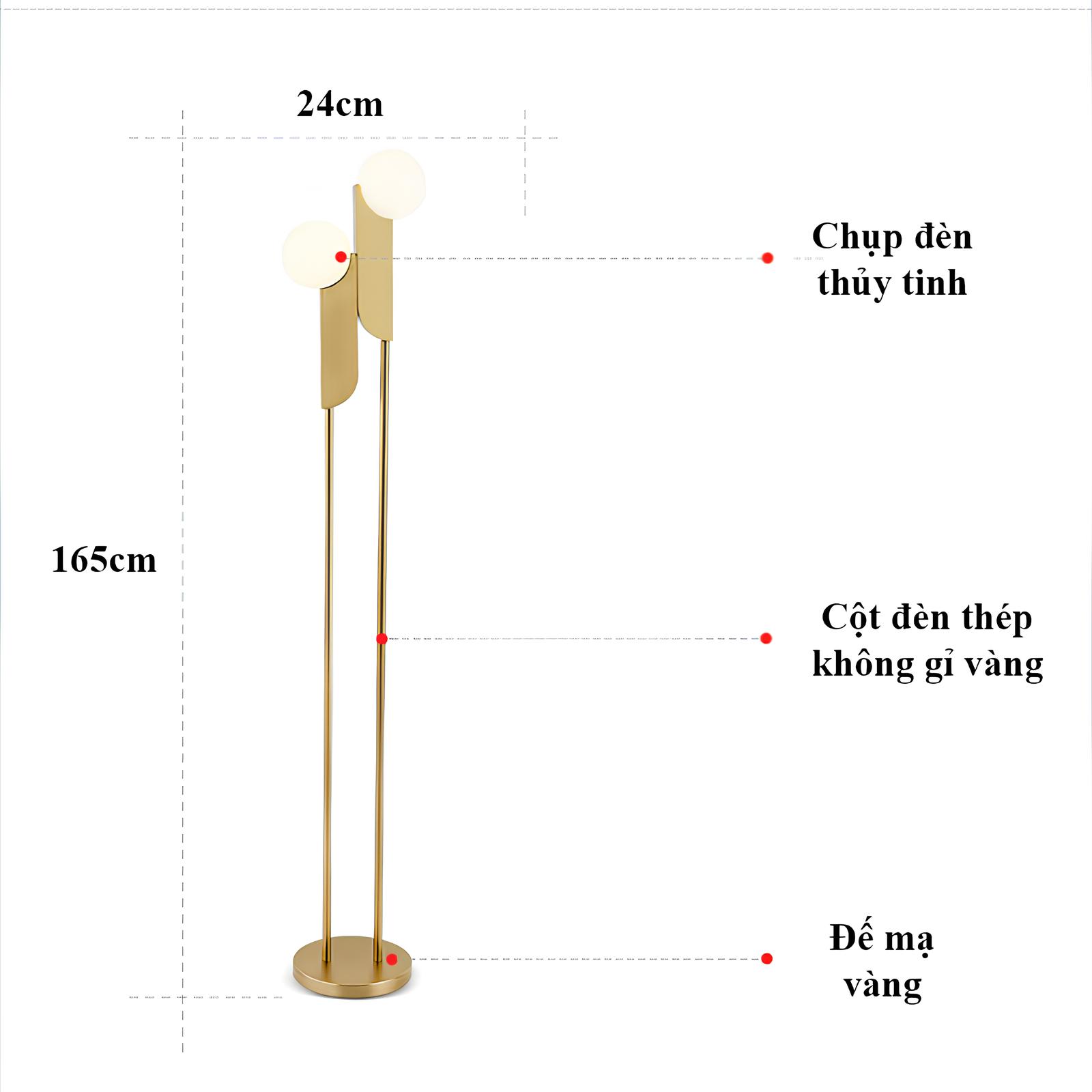 Đèn sàn đứng hai bóng thủy tinh tròn Bắc Âu hiện đại MLU203 8