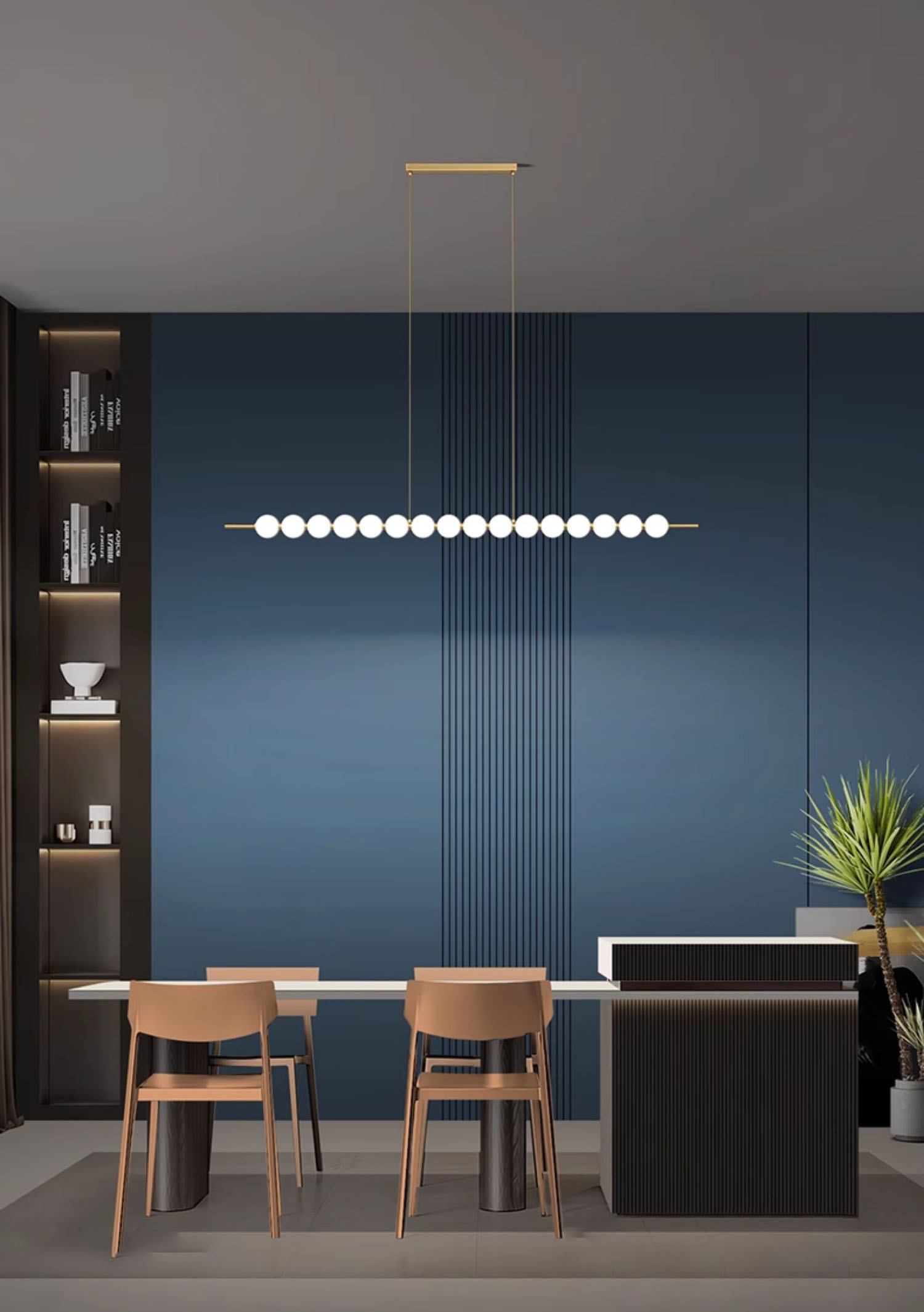 Đèn thả bàn ăn bằng đồng decor ngọc trai ZHM316 17