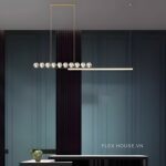 Đèn thả ngang bàn ăn bằng đồng cầu pha lê ZHM897