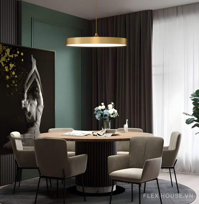 Đèn thả bằng đồng hình tròn decor phòng ăn ZHM863 - bìa