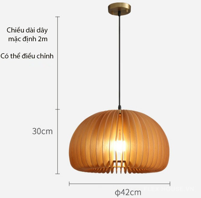 Đèn thả hình bí ngô bằng gỗ phong cách Bắc Âu DG688 8