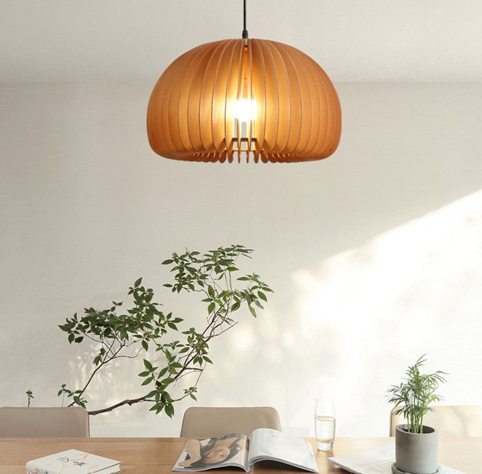 Đèn thả hình bí ngô bằng gỗ phong cách Bắc Âu DG688 4