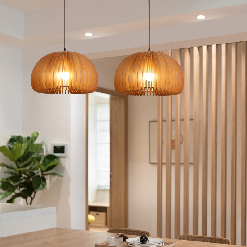 Đèn thả hình bí ngô bằng gỗ phong cách Bắc Âu DG688 5