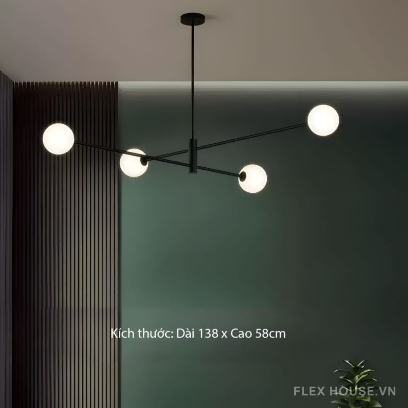 Đèn ZHM442 4 bóng màu đen