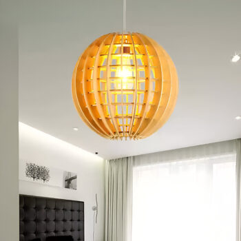 Đèn thả trần bằng gỗ hình cầu độc đáo HM612 - bìa