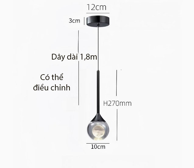 Đèn thả trần phòng ngủ hiệu ứng chiếu sáng pha lê JG847 9