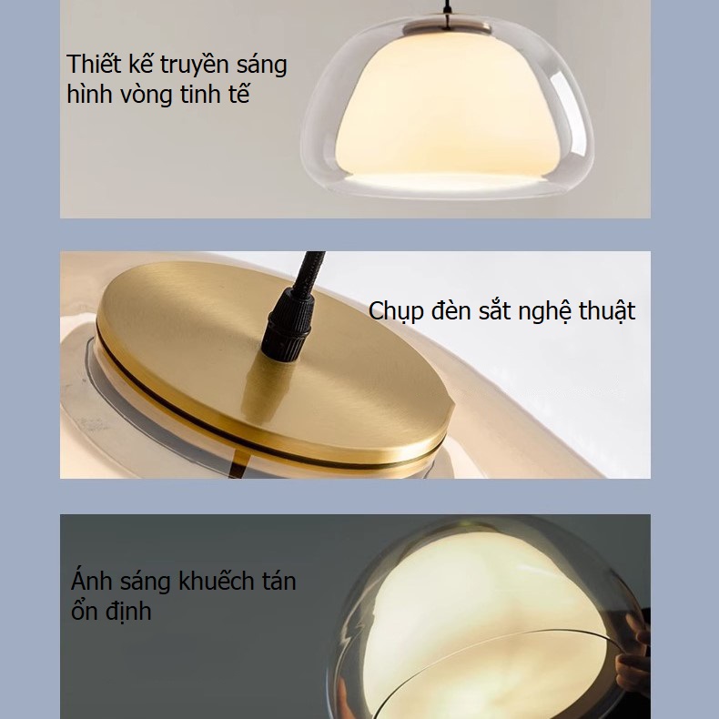 Đèn thả trần thủy tinh decor phong cách Đan Mạch DG987 15