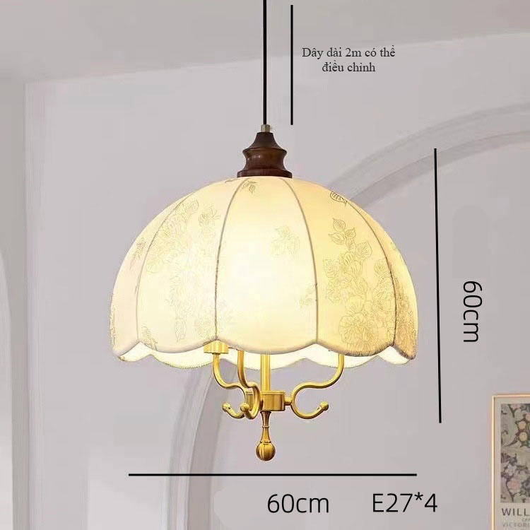 Đèn thả trần vải in họa tiết cổ điển phong cách Mỹ DG7594 10