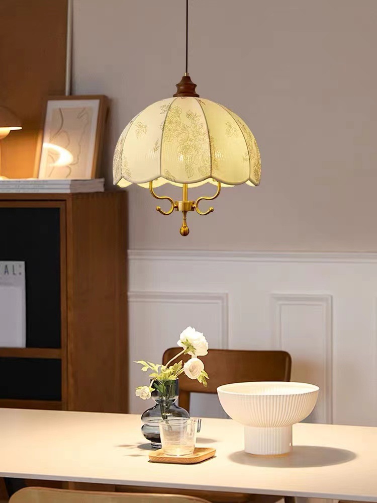 Đèn thả trần vải in họa tiết cổ điển phong cách Mỹ DG7594 7