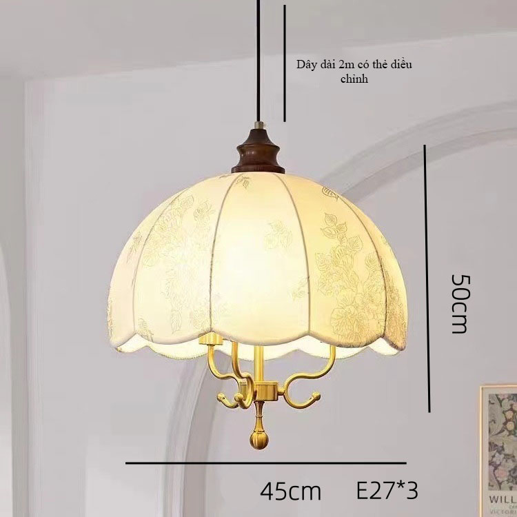 Đèn thả trần vải in họa tiết cổ điển phong cách Mỹ DG7594 9