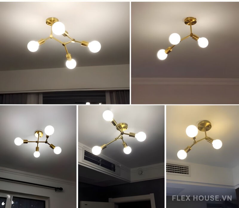 Đèn trần nhiều bóng edison thân đồng cao cấp ZHM309 3