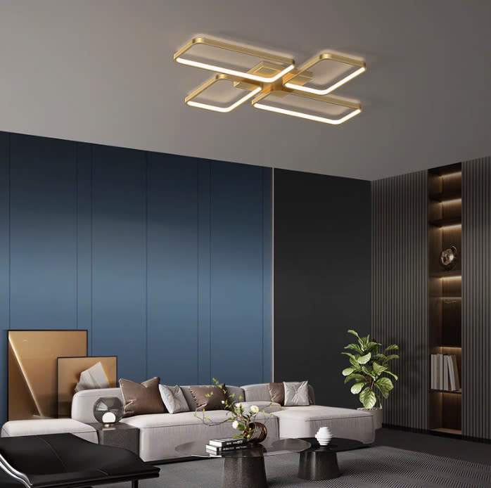 Đèn trần phòng khách đồng decor hình học sang trọng ZHM868 6