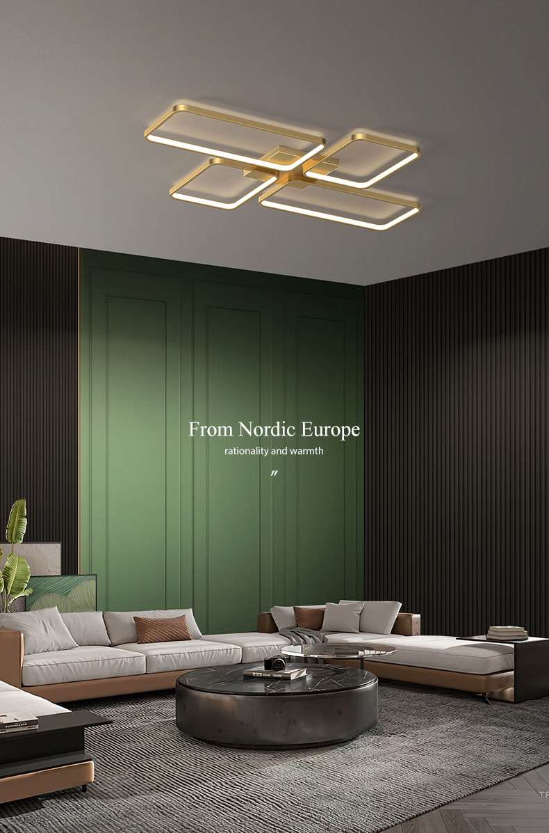 Đèn trần phòng khách đồng decor hình học sang trọng ZHM868 5
